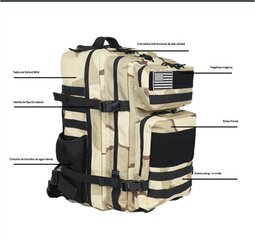 Taktiset sotilasreput 45L Molle Army Assault Reppu 3 päivän Bug Out Bag Retkeilyreppu, musta hinta ja tiedot | Tietokonelaukut | hobbyhall.fi