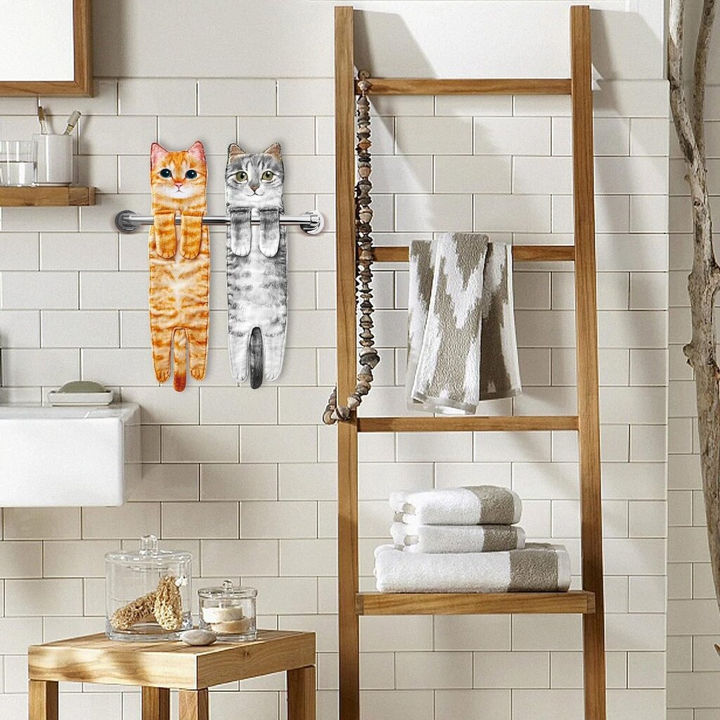 Kissan hauskat käsipyyhkeet - Söpöt kylpyhuoneen keittiöpyyhkeet Cat Decor Koristeellinen ripustus hinta ja tiedot | Pyyhkeet | hobbyhall.fi