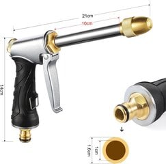 Pitkävartinen metallikastelupistooli, puutarhakastelupistooli, autonpesuun, kasvien kasteluun, lemmikkieläinten suihkuun hinta ja tiedot | Puutarhaletkut, kastelukannut ja muut kastelutarvikkeet | hobbyhall.fi