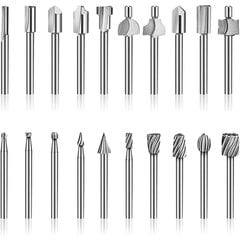 HSS-jyrsimen terät, 20kpl 3mm 1/8" HSS-jyrsimen terät Puuntyöstöleikkurit Lisävarustesarja Jyrsinterät pyörivään monitoimityökaluun Dremel Foredom Proxxon -pyörivää työkalua varten hinta ja tiedot | Jyrsimet | hobbyhall.fi