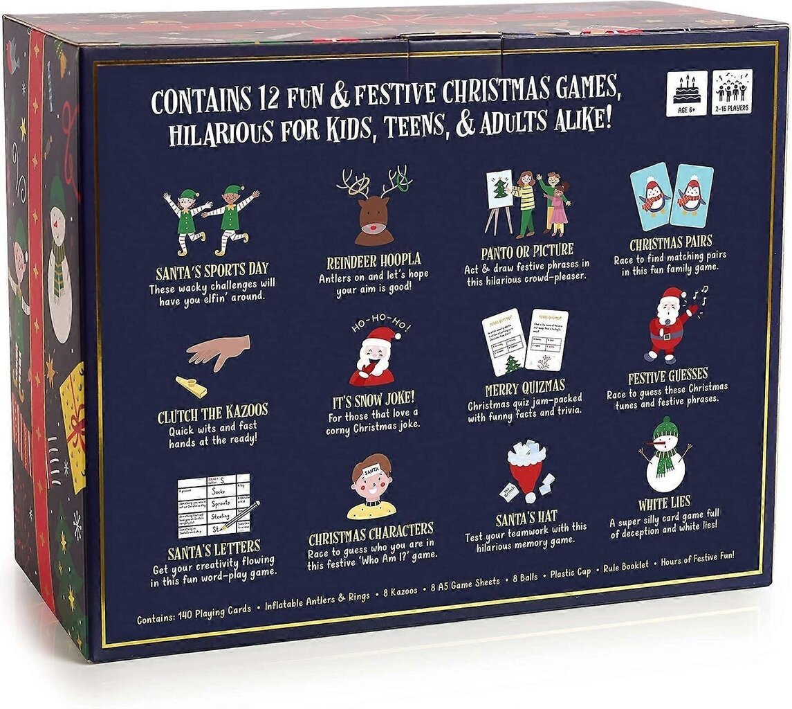 12 Games of Christmas - 12 hilpeää joulupeliä [Family Party Games Pack for Kids, Teens & Adults] - Joululahja hinta ja tiedot | Joulukuusen koristeet | hobbyhall.fi