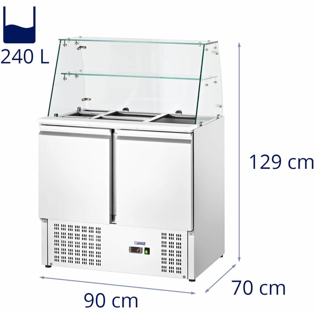 Kaksiosainen jäähdytyspöytä lasisella yläosalla, 240 l, hopea hinta ja tiedot | Pakastimet | hobbyhall.fi