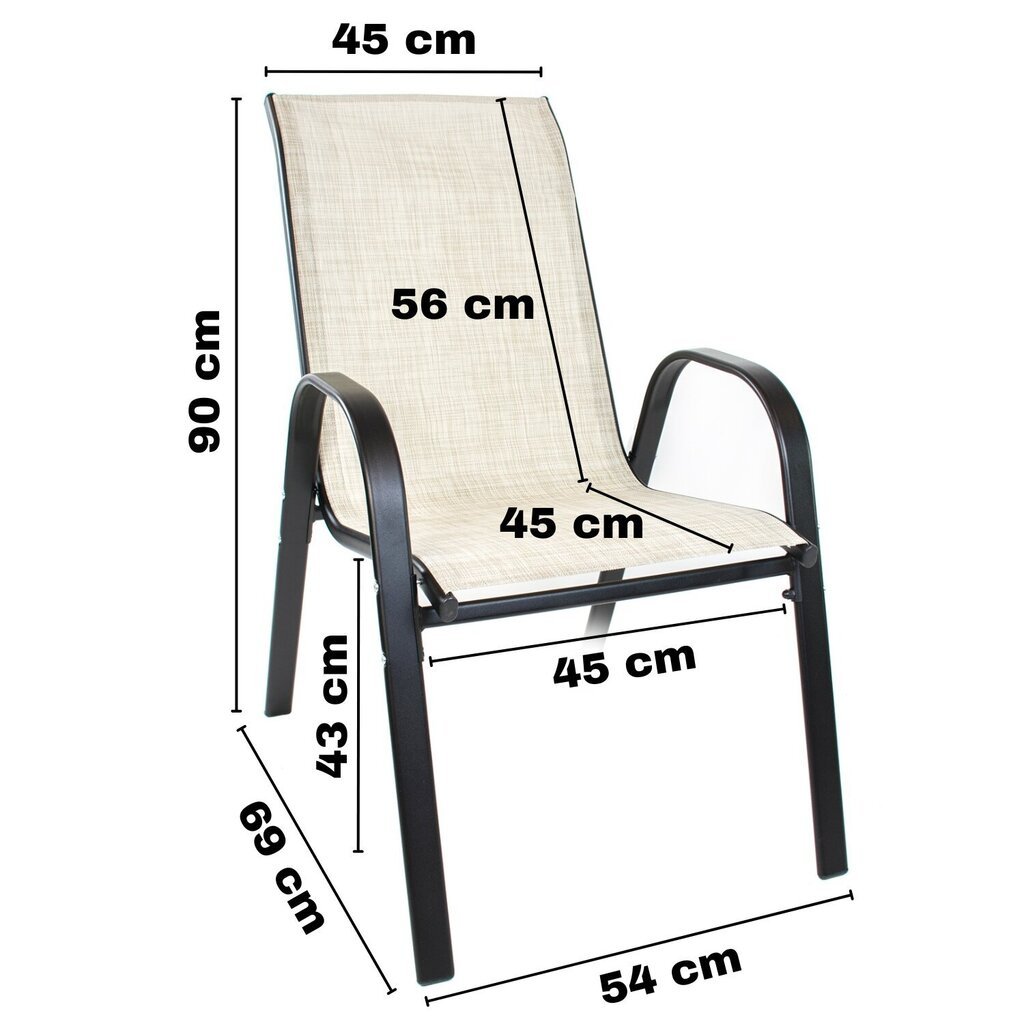 Metalliset puutarhatuolit, hiekanväriset, 6 kpl hinta ja tiedot | Puutarhatuolit | hobbyhall.fi