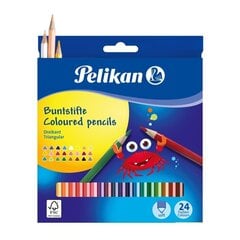 Pelikan Puuvärikynät, kolmikulmaiset, SOFT ohut, 24 väriä hinta ja tiedot | Taide- ja askartelutarvikkeet | hobbyhall.fi