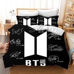 DDONVG BTS Pussilakanasetti 3-osainen 3D BTS Print Bed Linen Set 135 x 200 cm Pussilakanat Mikrokuitupussilakanat Microfibre Soft Fluffy vetoketjulla ja tyynyliina hinta ja tiedot | Lakanat | hobbyhall.fi