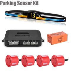 (Punaiset anturit)Uusi LED-pysäköintitunnistinjärjestelmä Taustavalo Parktronic Monitor Display Kit Backup Detector Assistant 4 anturia hinta ja tiedot | Lisätarvikkeet autoiluun | hobbyhall.fi