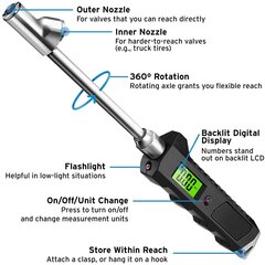 (Musta)Digitaalinen rengaspainemittari 230 PSI Dual Head ruostumatonta terästä kuorma-autoille LCD-taskulamppu NJ88 ajoneuvotesteri hinta ja tiedot | Lisätarvikkeet autoiluun | hobbyhall.fi