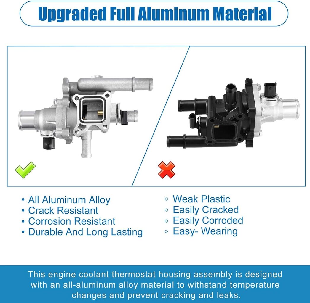 Moottorin jäähdytysnesteen termostaattikotelo, joka on yhteensopiva vuosien 2011-2016 Chevy Cruzen, 2012-2018 Chevy Sonicin, 2013-2018 Chevy Traxin kanssa - Korvaa 25199824, 25192228, 902-0383,15-84. hinta ja tiedot | Lisätarvikkeet autoiluun | hobbyhall.fi