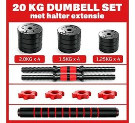 Riimusarja / Käsipainosetti 20 kg säädettävä hinta ja tiedot | Muut urheiluvälineet | hobbyhall.fi