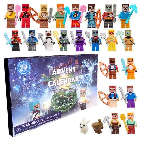 Minecraft Advent Calendar Joulun lähtölaskenta -lelusarja, lahjaidea seikkailuihin laskemiseen päivittäisten keräilyyllätysten kera hinta ja tiedot | Muut urheiluvälineet | hobbyhall.fi