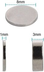 50 kpl 8*1mm kiinteät magneetit neodyymimagneetti N42 pyöreä levy supermagneetit hinta ja tiedot | Kompassit | hobbyhall.fi