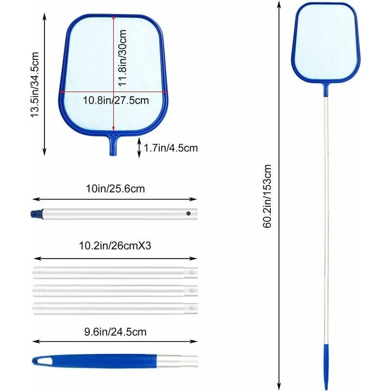 Pintalaskuverkko, syvä lehtiharava ja raskaaseen käyttöön säädettävä teleskooppinen alumiininen skimmeriverkon puhdistustyökalu uima-altaalle/suihkulähteelle/säiliölle hinta ja tiedot | Uima-allastarvikkeet | hobbyhall.fi