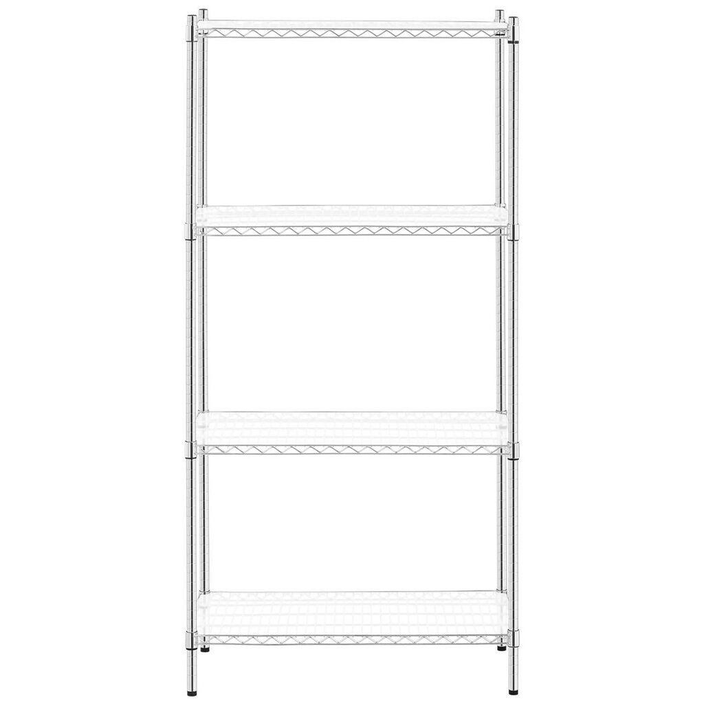 Kromattu metallihylly 4 hyllyllä ja 4 matolla, 1000 kg, 90x45x180 cm hinta ja tiedot | Varastohyllyt | hobbyhall.fi