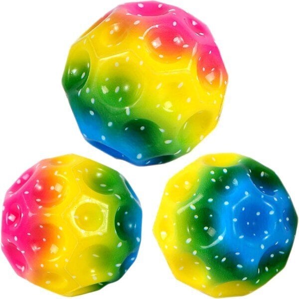 3 kpl Moon Ball, Rainbow Moon Ball, 7 cm pomppupallo, pieni vesipallo, rantalelu-avaruusteemalla pomppivat pallot lapsille lahja hinta ja tiedot | Lentopallot | hobbyhall.fi