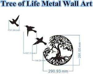 11,8" musta metalli elämänpuu -seinätaide - 3 lentävän linnun seinäveistos - sisä- ja ulkokoristeet makuuhuoneeseen, moderni pyöreän seinän sisustus hinta ja tiedot | Sisustuspaneelit | hobbyhall.fi