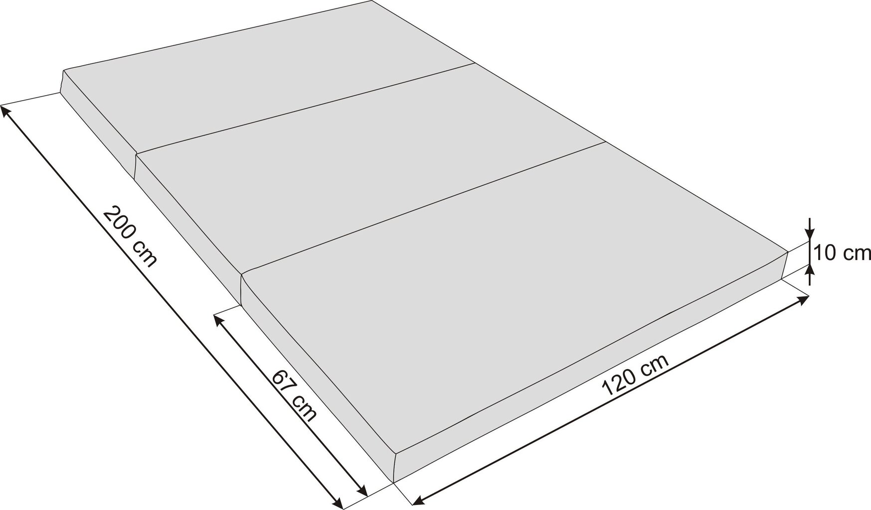 Taitettava patja Hobbygarden Alex XXXL, 120x200 cm, harmaa hinta ja tiedot | Patjat | hobbyhall.fi