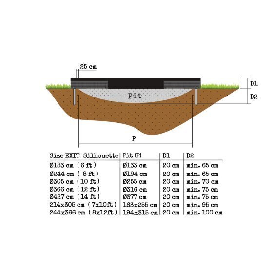 Trampoliini Bullet Points EXIT Silhouette ø 427 cm x 183 cm, musta + LAHJAKSI turvaverkko ja lisävarusteet hinta ja tiedot | Trampoliinit | hobbyhall.fi