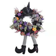 Halloween etuoven seppele kyltti noidan hattu jalat riippuvat jalka Kurpitsan vaahteranlehti sisustus hinta ja tiedot | Joulukoristeet | hobbyhall.fi