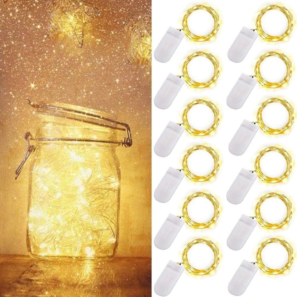 [12 pakkausta] Starry Fairy Lights akkukäyttöinen, 2m 20 LED kuparilankapullovalo hinta ja tiedot | Joulukoristeet | hobbyhall.fi