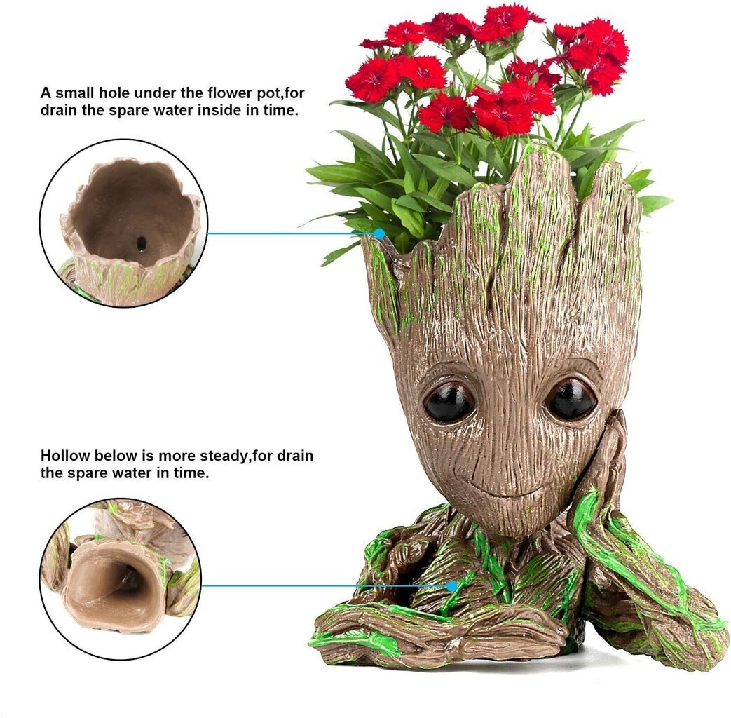 Baby Groot -kukkaruukku - Klassisen elokuvan toimintahahmo kasveille ja kynille - Täydellinen lahja - Nimeni on BABY Groot hinta ja tiedot | Kukkaruukut | hobbyhall.fi