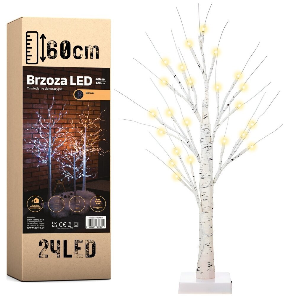 LED-koivu 60 cm, lämpimän valkoinen valo hinta ja tiedot | Puutarha- ja ulkovalot | hobbyhall.fi