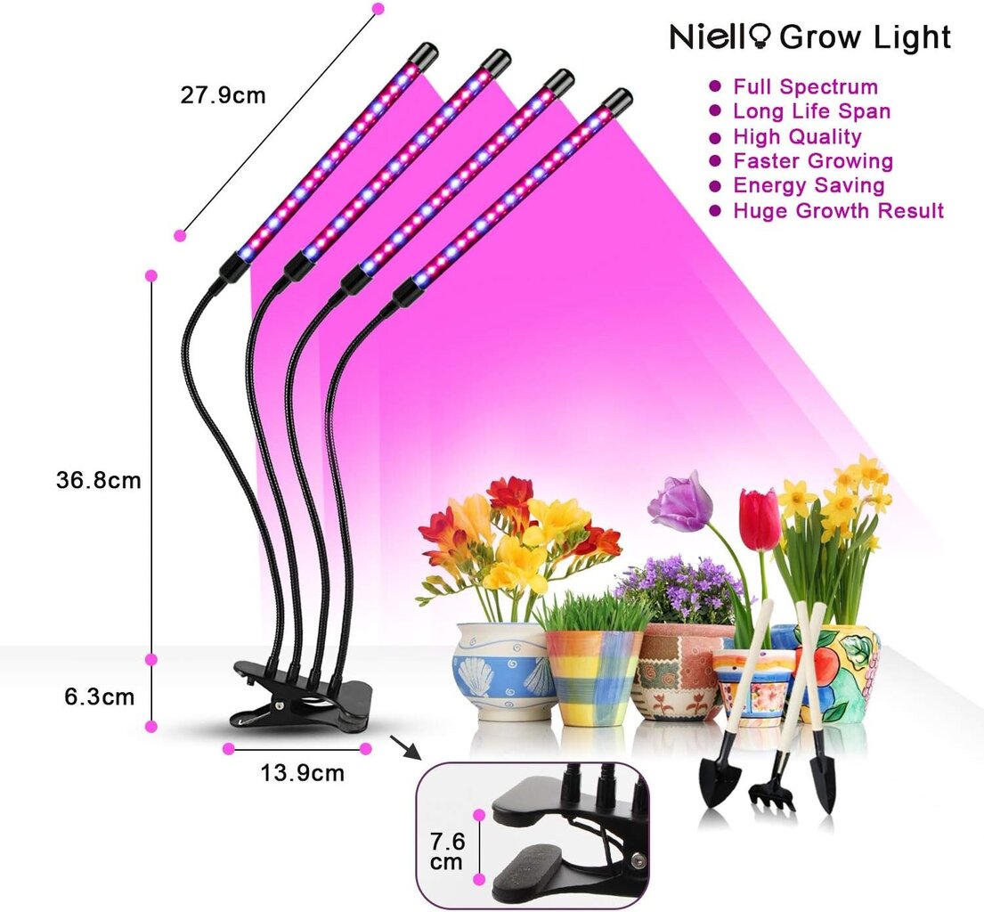 0 LED automaattisella ajastimella - päälle/pois 3H/9H/12H, 5 kirkkauden kasvilamppu taimille, kasvulle, kukinnolle ja hedelmille hinta ja tiedot | Sisäpuutarhat ja kasvilamput | hobbyhall.fi