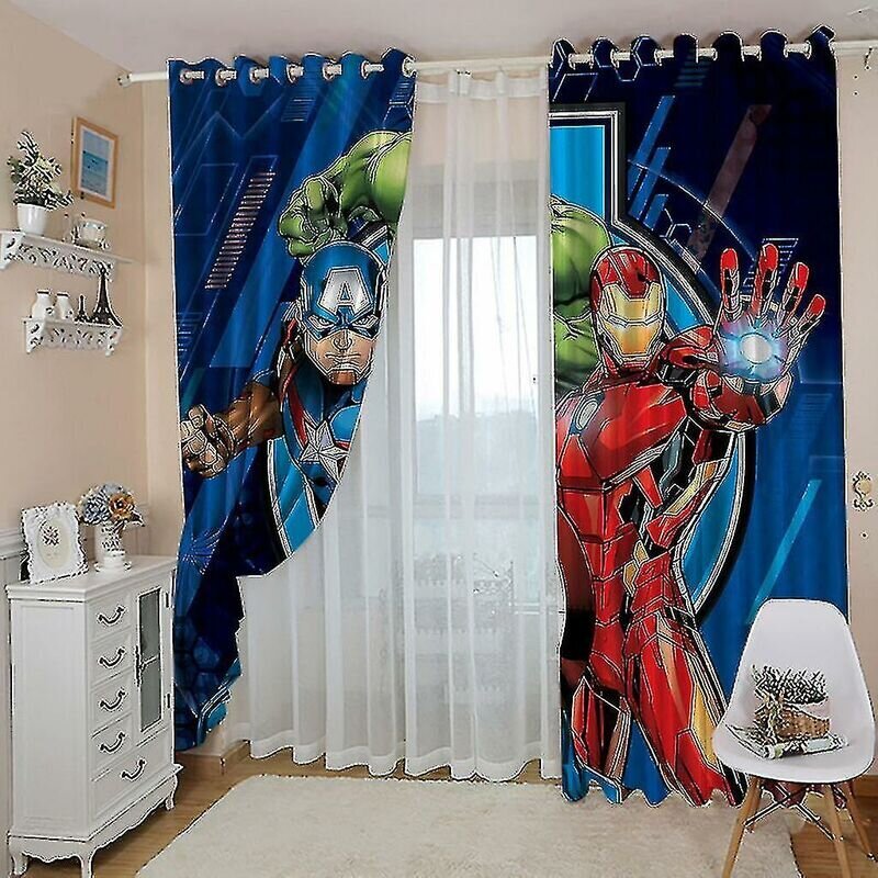 Avengers Eyelet -pimennysverhot makuuhuoneeseen 3D Print Captain America Iron Man -setti lastenhuoneeseen (150-170 cm) hinta ja tiedot | Verhot | hobbyhall.fi