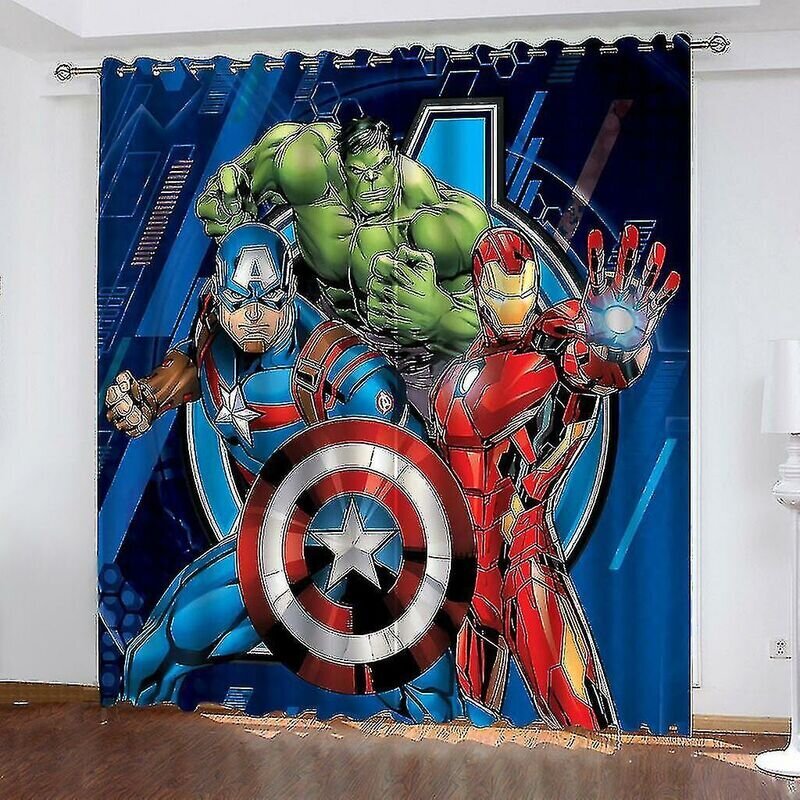 Avengers Eyelet -pimennysverhot makuuhuoneeseen 3D Print Captain America Iron Man -setti lastenhuoneeseen (150-170 cm) hinta ja tiedot | Verhot | hobbyhall.fi