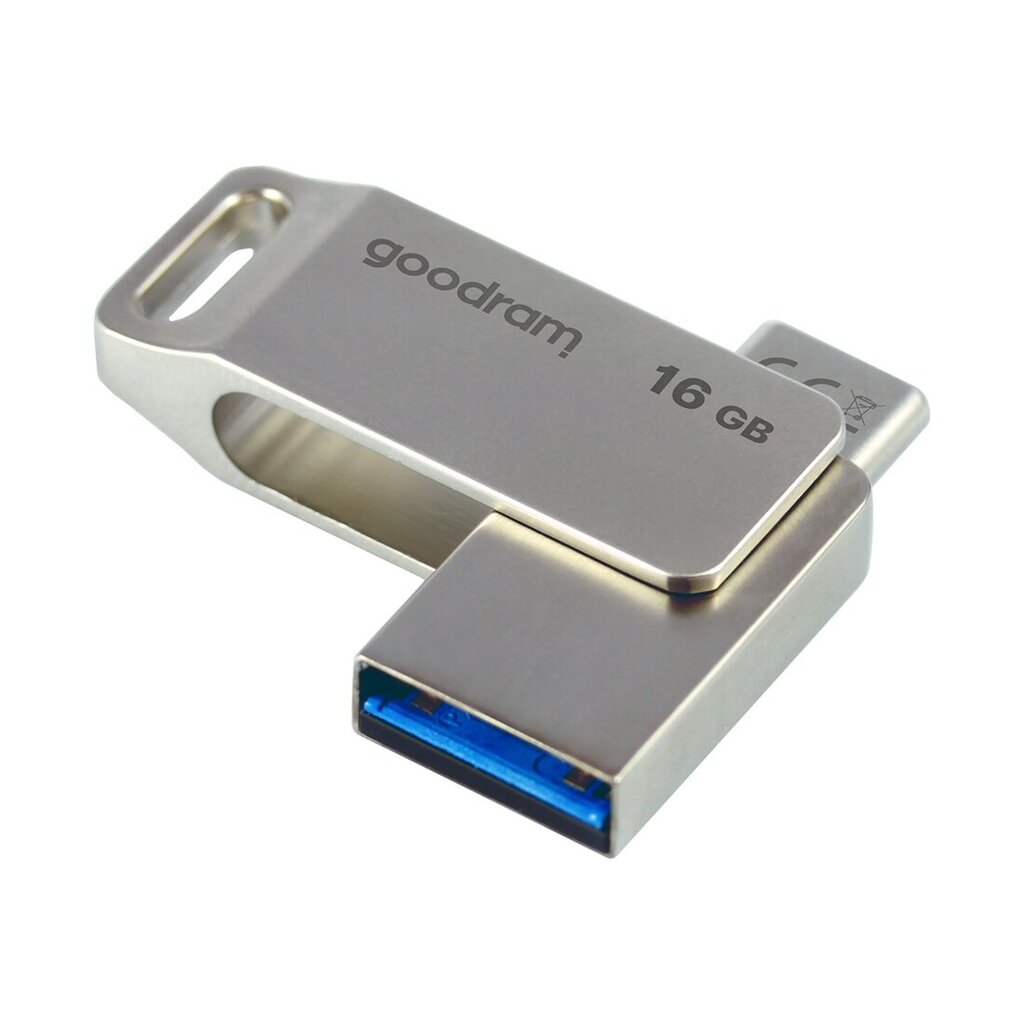 USB-muistitikku Goodram 16GB USB 3.2 Gen 1 USB/USB-C OTG, hopea hinta ja tiedot | Tablettien kotelot ja muut tarvikkeet | hobbyhall.fi