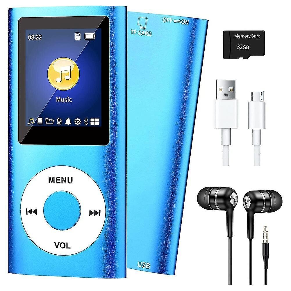 Mp3-soitin Bluetooth 5.0 -musiikkisoittimella ja 8 Gt:n TF-kortti FM-kuulokkeet Kannettava Hifi-musiikkisoitin (sininen) (FMY) hinta ja tiedot | Mediasoittimet ja -tarvikkeet | hobbyhall.fi