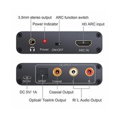 yhteensopiva Arc Audio Extractor Dac Arc L/r koaksiaalinen Spdif Extractor paluukanavamuunnin hänelle hinta ja tiedot | USB-sovittimet äänentoistoon | hobbyhall.fi