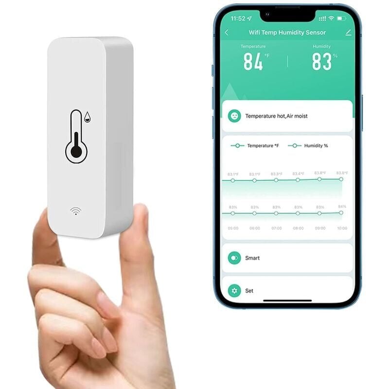 WiFi-lämpömittarin kosteusmittarin anturi, langaton lämpötilan kosteusvalvonta kotiin, reaaliaikainen etävalvonta Älykäs lämpökosteusmittari ja tietojen tallennus hinta ja tiedot | Mittarit ja mittalaitteet | hobbyhall.fi
