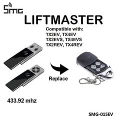 Chamberlain Garage Gate -kaukosäädin Liftmaster Tx2rev Tx4rev Tx2ev Tx4ev Tx2evs Tx4evs 433.92mhz käsilähettimelle hinta ja tiedot | Porttiautomatiikka | hobbyhall.fi