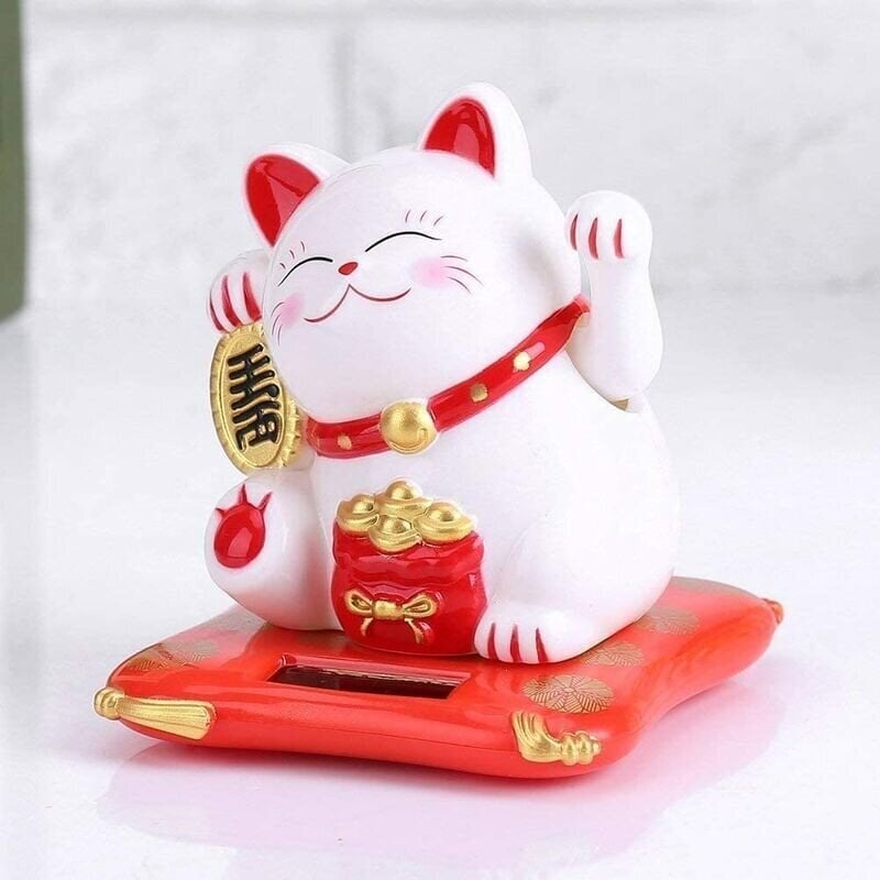 Fortune Lucky Wealth Cat toivottaa tervetulleeksi söpö aurinkovoimalla toimiva kissa heiluttavalla kädellä Kotinäyttö Auton koristelu Maneki Neko (valkoinen) hinta ja tiedot |  Pilailulahjat | hobbyhall.fi