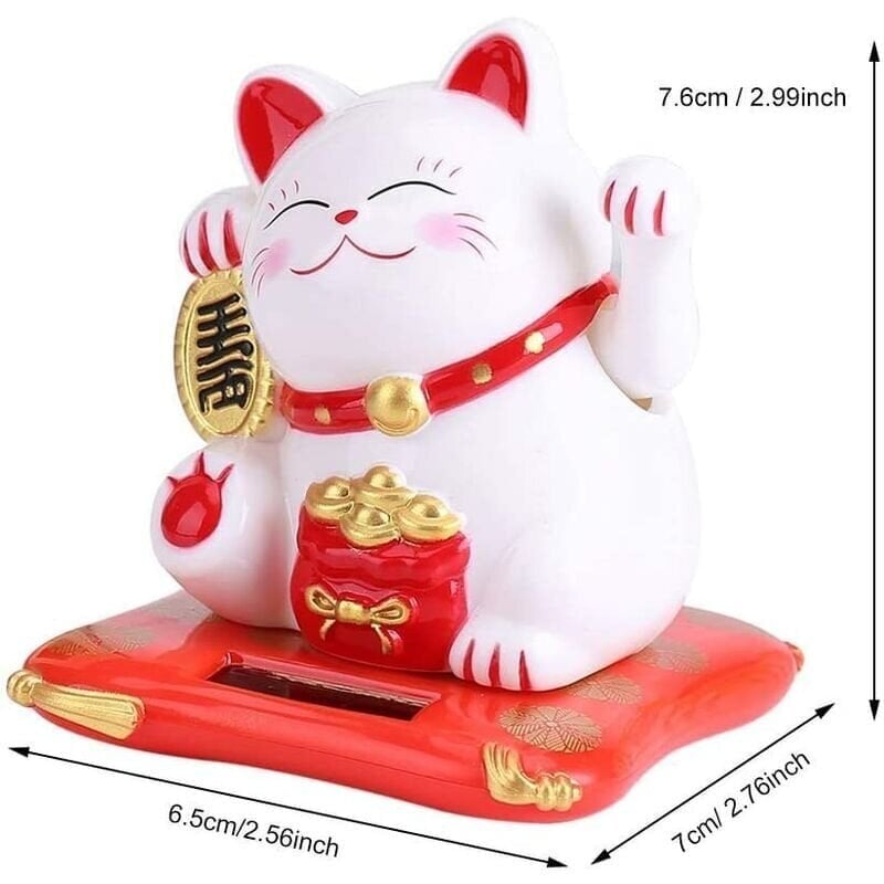 Fortune Lucky Wealth Cat toivottaa tervetulleeksi söpö aurinkovoimalla toimiva kissa heiluttavalla kädellä Kotinäyttö Auton koristelu Maneki Neko (valkoinen) hinta ja tiedot |  Pilailulahjat | hobbyhall.fi