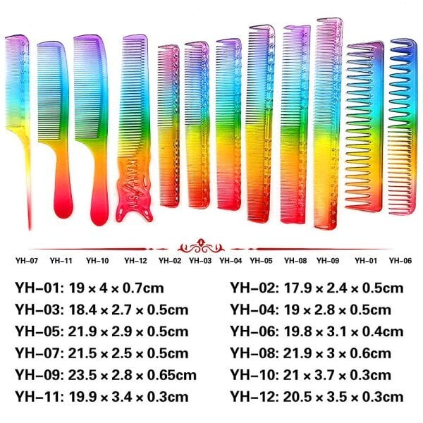 Rainbow Comb Kampaamolaitteet Muovikampa Hiustenleikkaus Muotoilutyökalut Henkilökohtaisen terveydenhuollon tarvikkeet Tarvikkeet hinta ja tiedot | Hiusnaamiot, öljyt ja seerumit | hobbyhall.fi