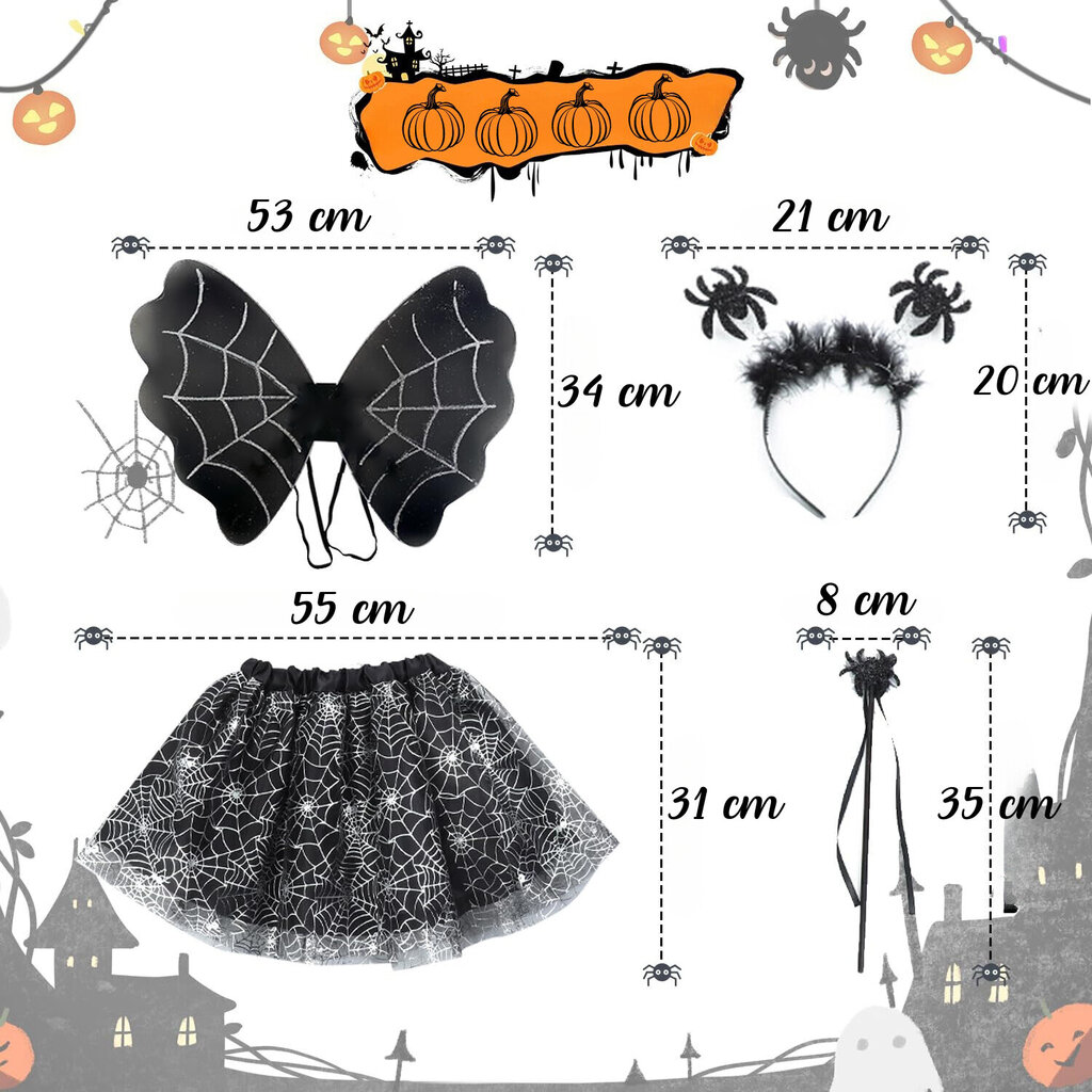 Halloween-asu tytölle - hämähäkinverkko keiju, 3-5 v. hinta ja tiedot | Naamiaisasut | hobbyhall.fi