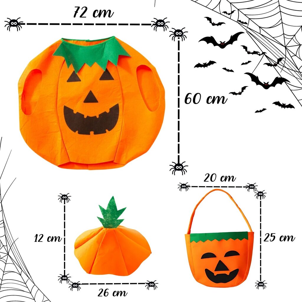 Lasten Halloween-puku kurpitsateemalla hinta ja tiedot | Naamiaisasut | hobbyhall.fi