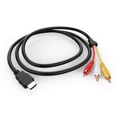 HDMI-3RCA-kaapeli, 5ft/1,5m HDMI-uros-3-RCA-video-audio-AV-kaapelin liitinsovitin hinta ja tiedot | Älylaitteiden lisätarvikkeet | hobbyhall.fi