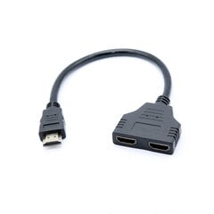 HDMI-jakaja-adapterikaapeli-HDMI-jakaja 1 in 2 lähtö HDMI uros - kaksois-HDMI-naaras 1-2 hinta ja tiedot | Älylaitteiden lisätarvikkeet | hobbyhall.fi