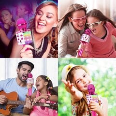 Bluetooth 4 in 4 langaton karaoke-mikrofoni LED-valoilla, kannettava mikrofoni lapsille, tytöille hinta ja tiedot | Älylaitteiden lisätarvikkeet | hobbyhall.fi