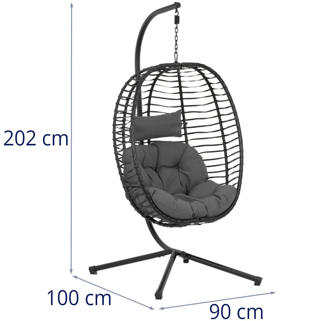 Riippuva puutarhatuoli rungolla, musta, enintään 150 kg hinta ja tiedot | Puutarhakalusteet | hobbyhall.fi