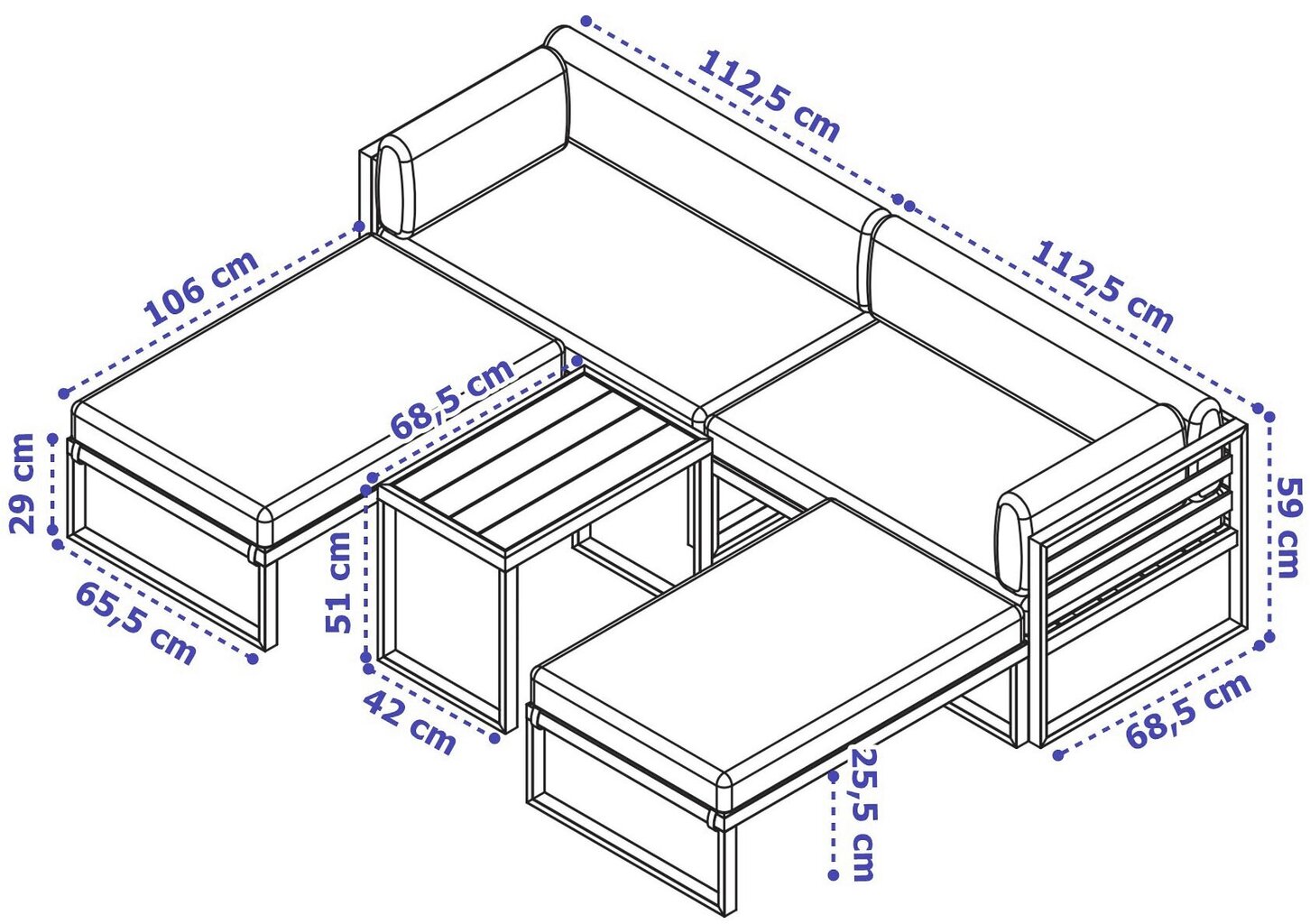 Modulaarinen ulkokalustesetti Santo, valkoinen hinta ja tiedot | Puutarhakalusteet | hobbyhall.fi