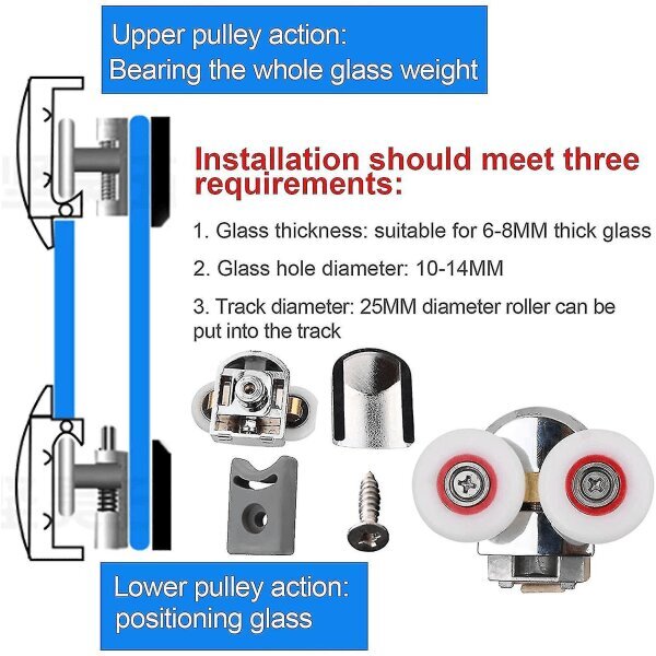 Suihkuoven rullat, 4kpl 25mm liukuvat suihkuovet Pyörät Vaihtorullarullat 2 ylhäältä ja 2 alaosaa kromattu ovirulla hinta ja tiedot | Suihkuseinät ja -ovet | hobbyhall.fi