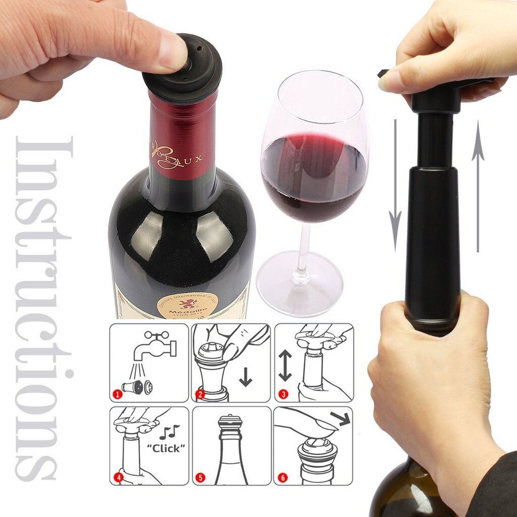 Vacu Vin Black Pump Wine Saver -tulpilla - Pitää viinin tuoreena hinta ja tiedot | Säilöntä | hobbyhall.fi