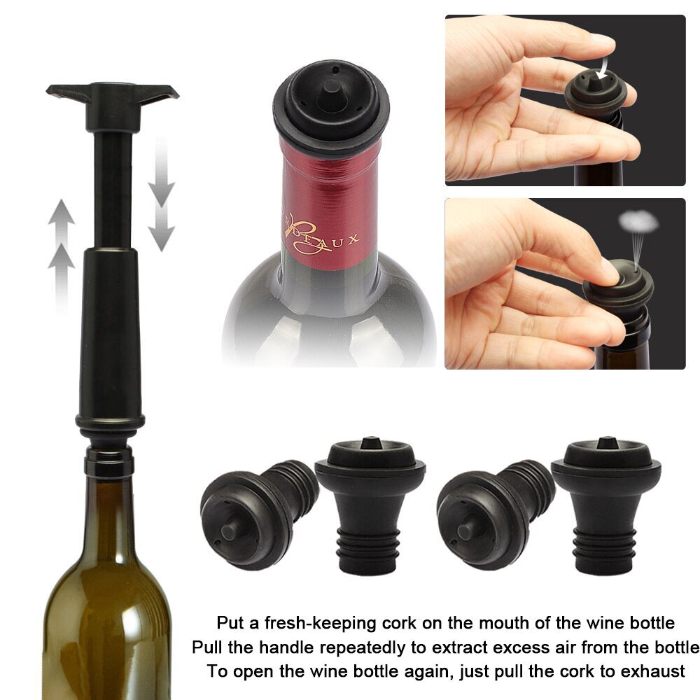 Vacu Vin Black Pump Wine Saver -tulpilla - Pitää viinin tuoreena hinta ja tiedot | Säilöntä | hobbyhall.fi