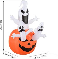 Halloween puhallettava koristeellinen kurpitsahaamu, puhallettava sisustus LED-puutarhavaloilla, haamu, kurpitsa, sopii sisäpihan nurmikon taloon hinta ja tiedot | Ilmapallot | hobbyhall.fi