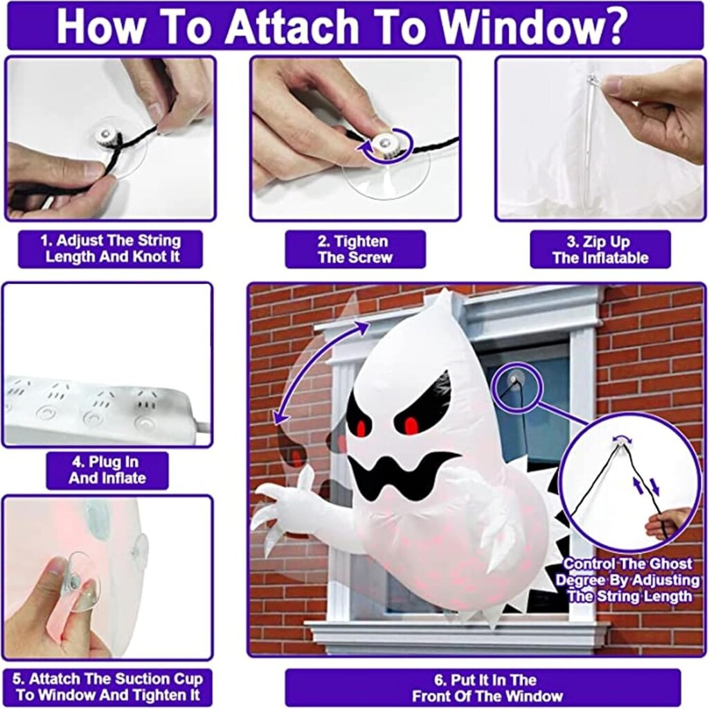 Halloween Ghosts Outdoor, Spooky Ghost Broke The Window, Scary Flying Ghost Thief – Halloweeniin, juhliin, sisätiloihin, ulkotiloihin, pihaan, puutarhaan, nurmikkoon hinta ja tiedot | Ilmapallot | hobbyhall.fi