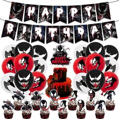 Venom Happy Birthday Juhlakoristeet , Syntymäpäiväjuhlatarvikkeet Venomille Sisältää Happy Birthday Banner - Cake Topper - Cupcake Toppers - Ilmapallot. hinta ja tiedot | Ilmapallot | hobbyhall.fi