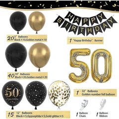 50-vuotisjuhlakoristeet, Happy Birthday Garland Balloon Black Gold -koristeet miehille ja naisille hinta ja tiedot | Ilmapallot | hobbyhall.fi